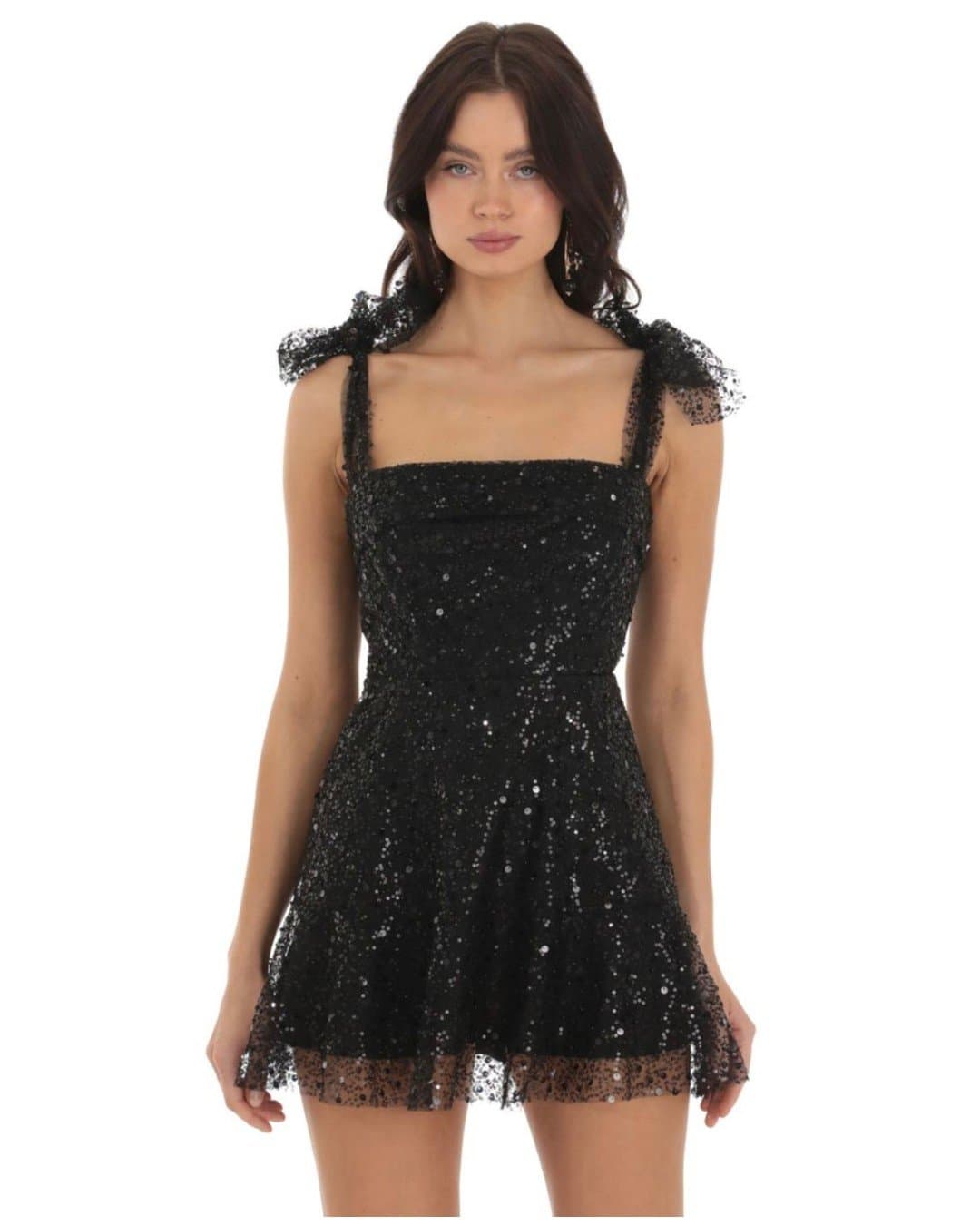 Sequin Skater Party Dress with Bows